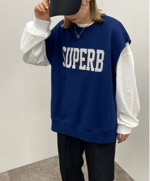 apres jour mignon（アプレジュールミニョン）の「スウェットベスト【ZOZOTOWN限定アイテム】（ベスト・レディース・ナチュラル/ブラック/ブルー・フリー/X-LARGE）」の17枚目の写真