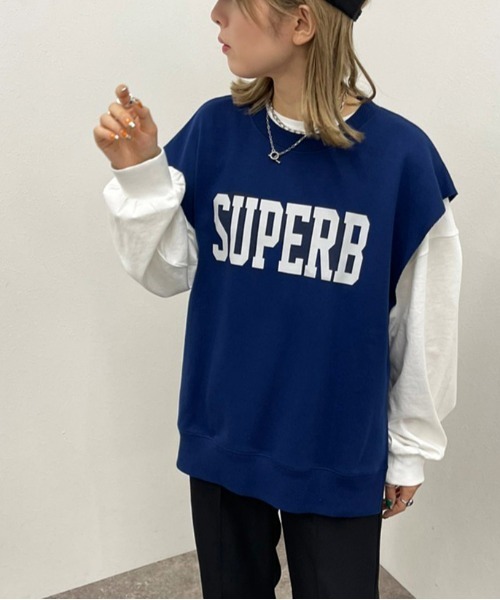 apres jour mignon（アプレジュールミニョン）の「スウェットベスト【ZOZOTOWN限定アイテム】（ベスト・レディース・ナチュラル/ブラック/ブルー・フリー/X-LARGE）」の18枚目の写真