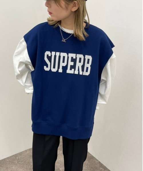 apres jour mignon（アプレジュールミニョン）の「スウェットベスト【ZOZOTOWN限定アイテム】（ベスト・レディース・ナチュラル/ブラック/ブルー・フリー/X-LARGE）」の19枚目の写真