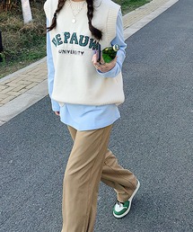 カレッジロゴ ジャガードニットベスト