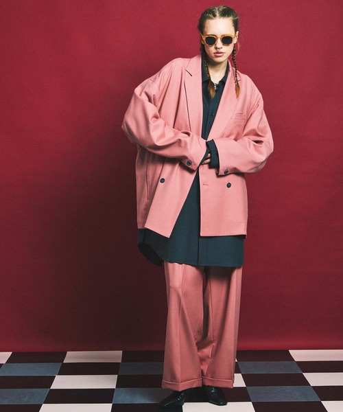 MAISON SPECIAL（メゾンスペシャル）の「《ユニセックスアイテム》ストレッチダブルワイドスラックス 【MAISON SPECIAL/メゾンスペシャル】（スラックス・メンズ・ライトグレー/ブラック/パープル/ピンク/グリーン・1/2/0）」の8枚目の写真