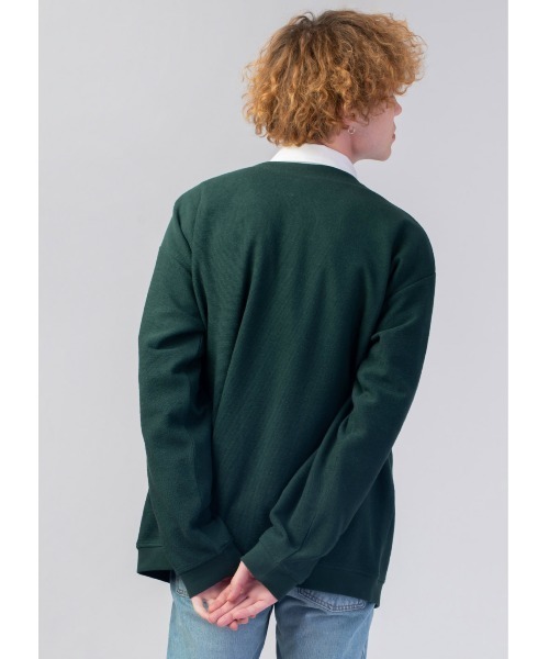 Design Tshirts Store graniph（デザイン　ティーシャツ　ストア　グラニフ）の「スレットレッドパンダ｜フロントデザインカーディガン（カーディガン/ボレロ・メンズ・グリーン・SMALL/MEDIUM/LARGE）」の7枚目の写真