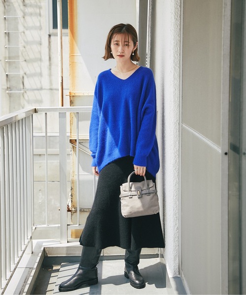 RIVE DROITE（リヴドロワ）の「スタイルアップ効果抜群　ラクーン混リブマーメイドスカート（スカート・レディース・ブラック/モカ・FREE）」の16枚目の写真