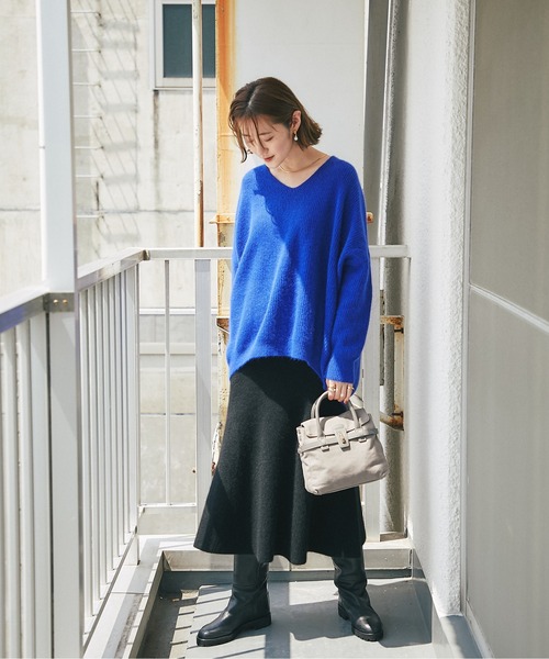 RIVE DROITE（リヴドロワ）の「スタイルアップ効果抜群　ラクーン混リブマーメイドスカート（スカート・レディース・ブラック/モカ・FREE）」の19枚目の写真