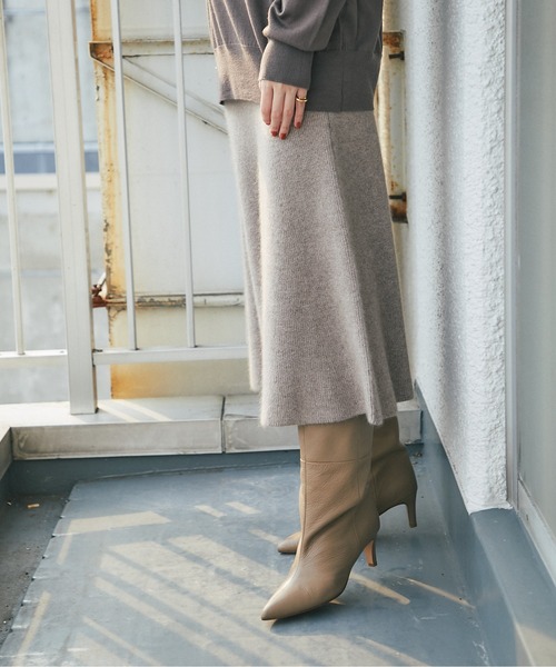 RIVE DROITE（リヴドロワ）の「スタイルアップ効果抜群　ラクーン混リブマーメイドスカート（スカート・レディース・ブラック/モカ・FREE）」の8枚目の写真