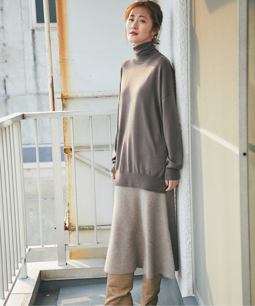 RIVE DROITE（リヴドロワ）の「スタイルアップ効果抜群　ラクーン混リブマーメイドスカート（スカート・レディース・ブラック/モカ・FREE）」の20枚目の写真