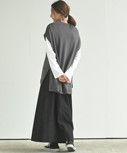 rps（アールピーエス）の「裏毛Ｖネックベスト（ベスト・レディース・チャコールグレー/グレイッシュベージュ/ブラック・M）」の5枚目の写真