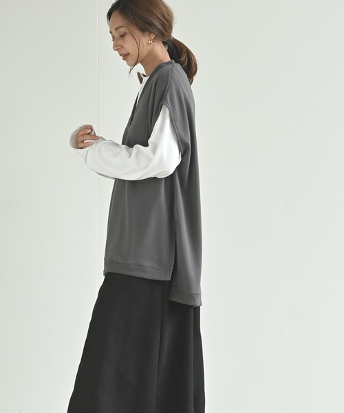 rps（アールピーエス）の「裏毛Ｖネックベスト（ベスト・レディース・チャコールグレー/グレイッシュベージュ/ブラック・M）」の6枚目の写真