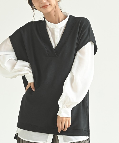 rps（アールピーエス）の「裏毛Ｖネックベスト（ベスト・レディース・チャコールグレー/グレイッシュベージュ/ブラック・M）」の18枚目の写真