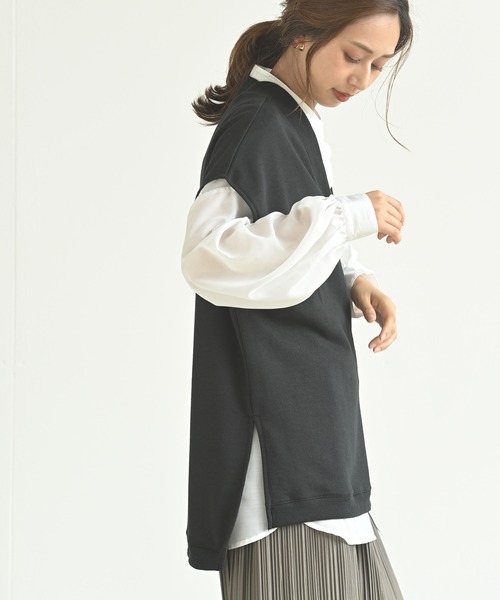 rps（アールピーエス）の「裏毛Ｖネックベスト（ベスト・レディース・チャコールグレー/グレイッシュベージュ/ブラック・M）」の19枚目の写真