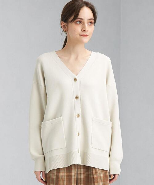 green label relaxing（グリーンレーベルリラクシング）の「スムース パッチ カーディガン -ウォッシャブル-（カーディガン/ボレロ・レディース・パープル/ナチュラル/モカ・FREE）」の5枚目の写真