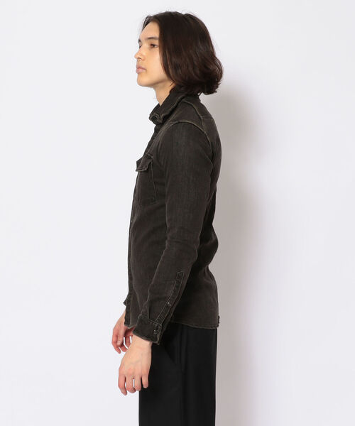 FranCisT_MOR.K.S.（フランシストモークス）の「FranCisT_MOR.K.S./フランシスト モークス/HITENSION STRETCH DENIM WIRED HOOK SHIRT（シャツ/ブラウス・メンズ・オフホワイト/オリーブ・3/2/4）」の3枚目の写真