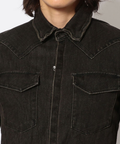 FranCisT_MOR.K.S.（フランシストモークス）の「FranCisT_MOR.K.S./フランシスト モークス/HITENSION STRETCH DENIM WIRED HOOK SHIRT（シャツ/ブラウス・メンズ・オフホワイト/オリーブ・3/2/4）」の9枚目の写真