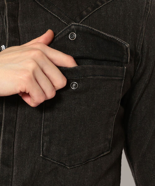 FranCisT_MOR.K.S.（フランシストモークス）の「FranCisT_MOR.K.S./フランシスト モークス/HITENSION STRETCH DENIM WIRED HOOK SHIRT（シャツ/ブラウス・メンズ・オフホワイト/オリーブ・3/2/4）」の12枚目の写真