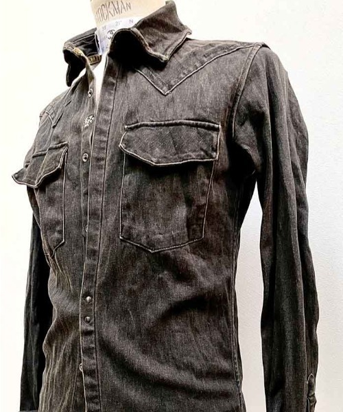 FranCisT_MOR.K.S.（フランシストモークス）の「FranCisT_MOR.K.S./フランシスト モークス/HITENSION STRETCH DENIM WIRED HOOK SHIRT（シャツ/ブラウス・メンズ・オフホワイト/オリーブ・3/2/4）」の6枚目の写真