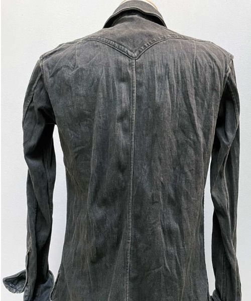 FranCisT_MOR.K.S.（フランシストモークス）の「FranCisT_MOR.K.S./フランシスト モークス/HITENSION STRETCH DENIM WIRED HOOK SHIRT（シャツ/ブラウス・メンズ・オフホワイト/オリーブ・3/2/4）」の8枚目の写真