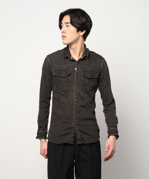 FranCisT_MOR.K.S.（フランシストモークス）の「FranCisT_MOR.K.S./フランシスト モークス/HITENSION STRETCH DENIM WIRED HOOK SHIRT（シャツ/ブラウス・メンズ・オフホワイト/オリーブ・3/2/4）」の21枚目の写真