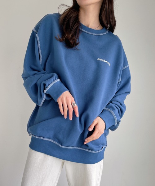 muahmuah(ムーアムーア)の「【muah muah /ムーアムーア】SIGNATURE LOGO LINE NAPPING MTM(スウェット・レディース・ブラック/グレー/インディゴブルー/クリーム/ピンク/パープル/カーキ・FREE)」の5枚目の写真