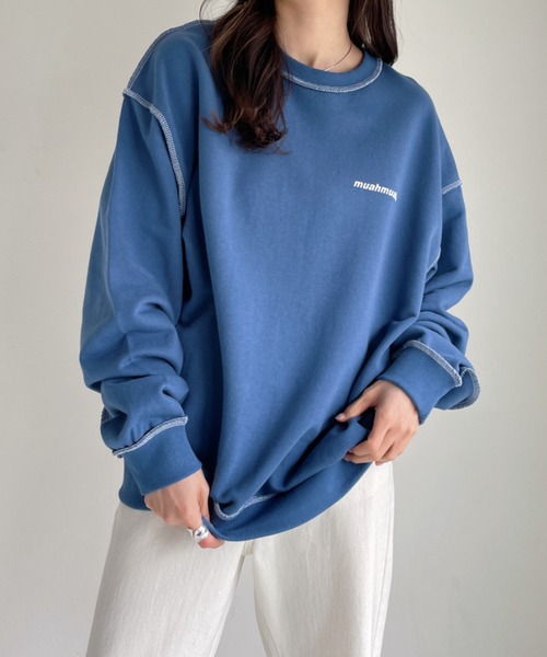 muahmuah(ムーアムーア)の「【muah muah /ムーアムーア】SIGNATURE LOGO LINE NAPPING MTM(スウェット・レディース・ブラック/グレー/インディゴブルー/クリーム/ピンク/パープル/カーキ・FREE)」の21枚目の写真