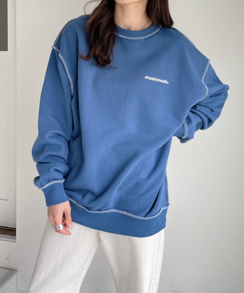 muahmuah(ムーアムーア)の「【muah muah /ムーアムーア】SIGNATURE LOGO LINE NAPPING MTM(スウェット・レディース・ブラック/グレー/インディゴブルー/クリーム/ピンク/パープル/カーキ・FREE)」の20枚目の写真