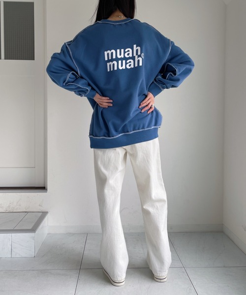 muahmuah(ムーアムーア)の「【muah muah /ムーアムーア】SIGNATURE LOGO LINE NAPPING MTM(スウェット・レディース・ブラック/グレー/インディゴブルー/クリーム/ピンク/パープル/カーキ・FREE)」の17枚目の写真