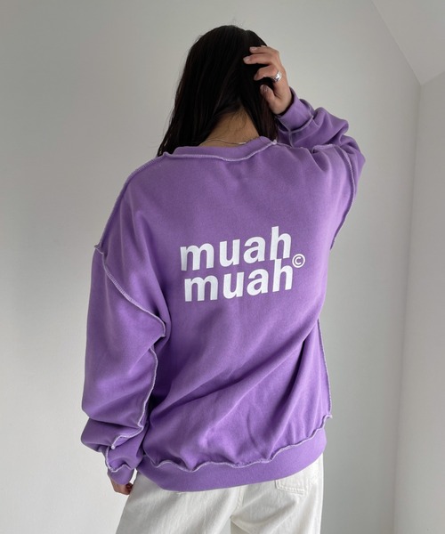 muahmuah(ムーアムーア)の「【muah muah /ムーアムーア】SIGNATURE LOGO LINE NAPPING MTM(スウェット・レディース・ブラック/グレー/インディゴブルー/クリーム/ピンク/パープル/カーキ・FREE)」の11枚目の写真