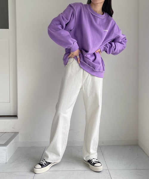 muahmuah(ムーアムーア)の「【muah muah /ムーアムーア】SIGNATURE LOGO LINE NAPPING MTM(スウェット・レディース・ブラック/グレー/インディゴブルー/クリーム/ピンク/パープル/カーキ・FREE)」の10枚目の写真