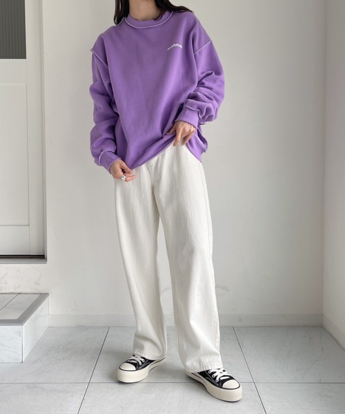 muahmuah(ムーアムーア)の「【muah muah /ムーアムーア】SIGNATURE LOGO LINE NAPPING MTM(スウェット・レディース・ブラック/グレー/インディゴブルー/クリーム/ピンク/パープル/カーキ・FREE)」の9枚目の写真