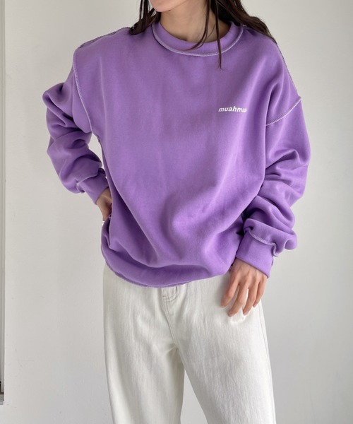 muahmuah(ムーアムーア)の「【muah muah /ムーアムーア】SIGNATURE LOGO LINE NAPPING MTM(スウェット・レディース・ブラック/グレー/インディゴブルー/クリーム/ピンク/パープル/カーキ・FREE)」の15枚目の写真