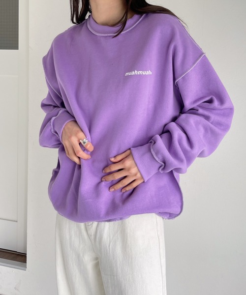 muahmuah(ムーアムーア)の「【muah muah /ムーアムーア】SIGNATURE LOGO LINE NAPPING MTM(スウェット・レディース・ブラック/グレー/インディゴブルー/クリーム/ピンク/パープル/カーキ・FREE)」の14枚目の写真