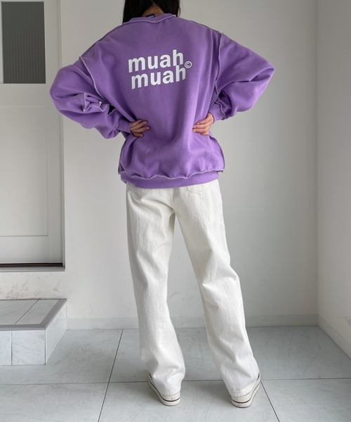 muahmuah(ムーアムーア)の「【muah muah /ムーアムーア】SIGNATURE LOGO LINE NAPPING MTM(スウェット・レディース・ブラック/グレー/インディゴブルー/クリーム/ピンク/パープル/カーキ・FREE)」の8枚目の写真