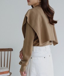 【shemoshelly】ケープレイヤードハイネックニット