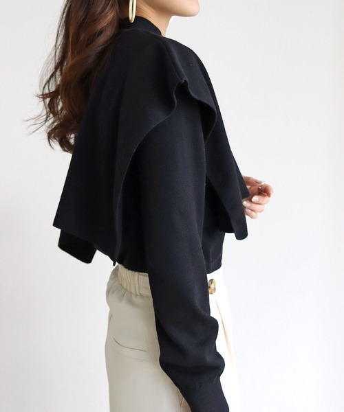 HER CLOSET(ハークローゼット)の「【shemoshelly】ケープレイヤードハイネックニット(ニット/セーター・レディース・ホワイト/ブラック/モカ/レッド/ブルー/グリーン・M)」の15枚目の写真