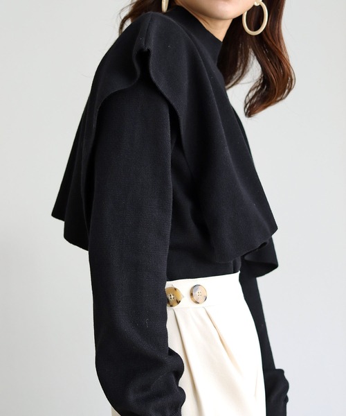 HER CLOSET(ハークローゼット)の「【shemoshelly】ケープレイヤードハイネックニット(ニット/セーター・レディース・ホワイト/ブラック/モカ/レッド/ブルー/グリーン・M)」の18枚目の写真