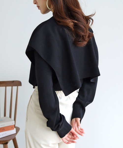 HER CLOSET(ハークローゼット)の「【shemoshelly】ケープレイヤードハイネックニット(ニット/セーター・レディース・ホワイト/ブラック/モカ/レッド/ブルー/グリーン・M)」の19枚目の写真