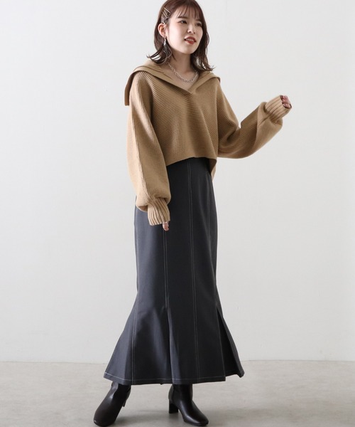 Cheek（チーク）の「ステッチマーメードスカート（スカート・レディース・モカ/ダークブルー/ロイヤルブルー/カーキ・MEDIUM/SMALL）」の16枚目の写真