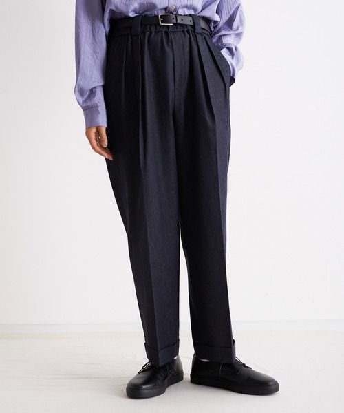 Blanc YM(ブランワイエム)の「Blanc YM ブランワイエム / Light Ounces Easy pants ライトオンスデニム 2タックパンツ イージパンツ(セットアップ) / BL-22S-LDEP(デニムパンツ・メンズ・ネイビー・MEDIUM/SMALL)」の9枚目の写真