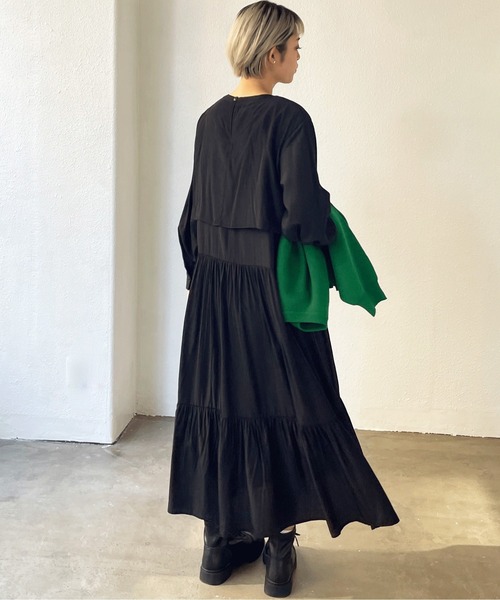 レイヤードライクティアードワンピース レイヤード風ティアード