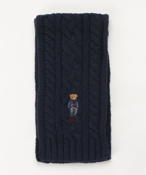 POLO RALPH LAUREN（ポロ ラルフ ローレン）の「Polo ベア ケーブルニット スカーフ（マフラー・メンズ・ブルー・ONE）」の2枚目の写真