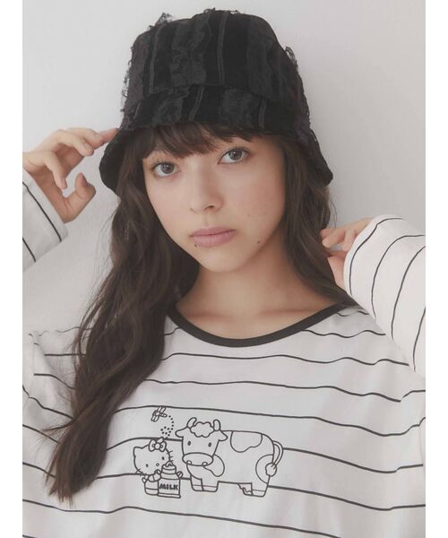 merry jenny(メリージェニー)の「フリルベロアHAT(ハット・レディース・ブラック/ベージュ・FREE)」の7枚目の写真