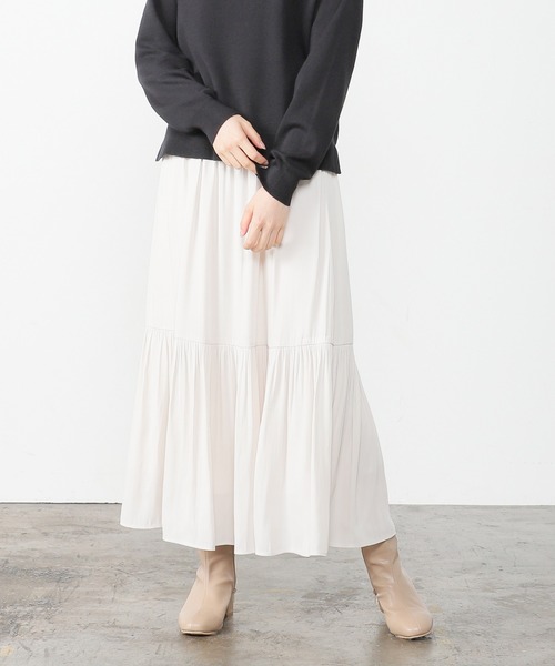 Honeys（ハニーズ）の「ティアードスカート（スカート・レディース・ピンク系その他/チャコール/アイボリー/ミント・S/M/L）」の2枚目の写真