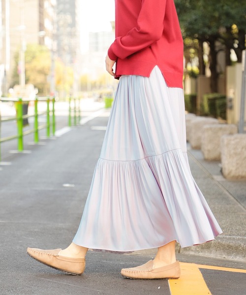 Honeys（ハニーズ）の「ティアードスカート（スカート・レディース・ピンク系その他/チャコール/アイボリー/ミント・S/M/L）」の12枚目の写真