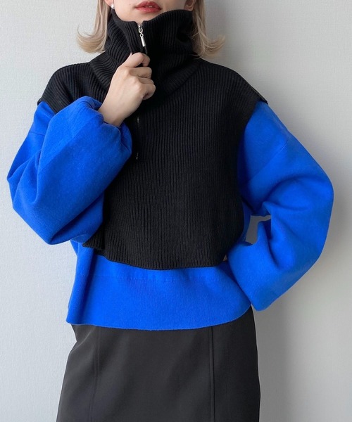 HARE（ハレ）の「ZIPハイネックウォーマー(HARE)（ネックウォーマー/スヌード・レディース・ブラック/アイボリー・FREE）」の15枚目の写真