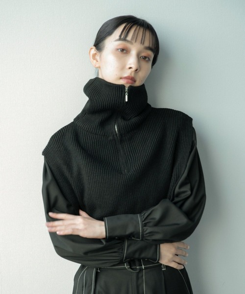 HARE（ハレ）の「ZIPハイネックウォーマー(HARE)（ネックウォーマー/スヌード・レディース・ブラック/アイボリー・FREE）」の17枚目の写真