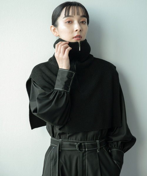 HARE（ハレ）の「ZIPハイネックウォーマー(HARE)（ネックウォーマー/スヌード・レディース・ブラック/アイボリー・FREE）」の18枚目の写真