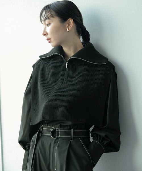 HARE（ハレ）の「ZIPハイネックウォーマー(HARE)（ネックウォーマー/スヌード・レディース・ブラック/アイボリー・FREE）」の19枚目の写真