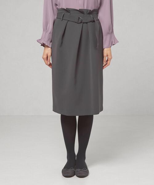closet story(クローゼットストーリー)の「<closet story>バックルベルト タック タイトスカート -ウォッシャブル-(スカート・レディース・ブラック/ダークグレー・FREE)」の10枚目の写真