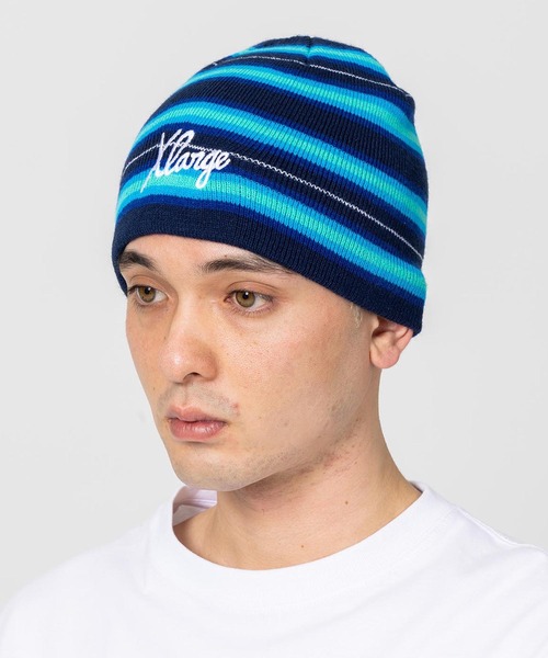 XLARGE（エクストララージ）の「STRIPE KNIT CAP（キャップ・メンズ・ブラック/ネイビー/オリーブ・ONE SIZE）」の3枚目の写真