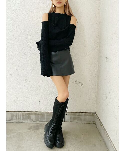 GYDA（ジェイダ）の「フェイクレザースカートライクショーパン（スカート・レディース・ブラック・MEDIUM/X-SMALL/SMALL）」の13枚目の写真