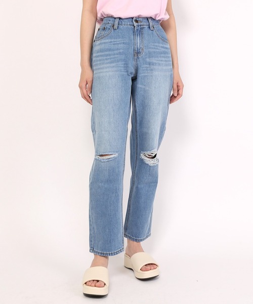 PUNYUS（プニュズ）の「ウォッシュドダメージデニムパンツ（デニムパンツ・レディース・ライトブルー・1/2/4/3）」の17枚目の写真